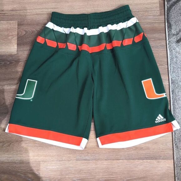 Adidas Men’s Green Univ. of Miami Basketball Shorts Size Medium - Picture 1 of 5